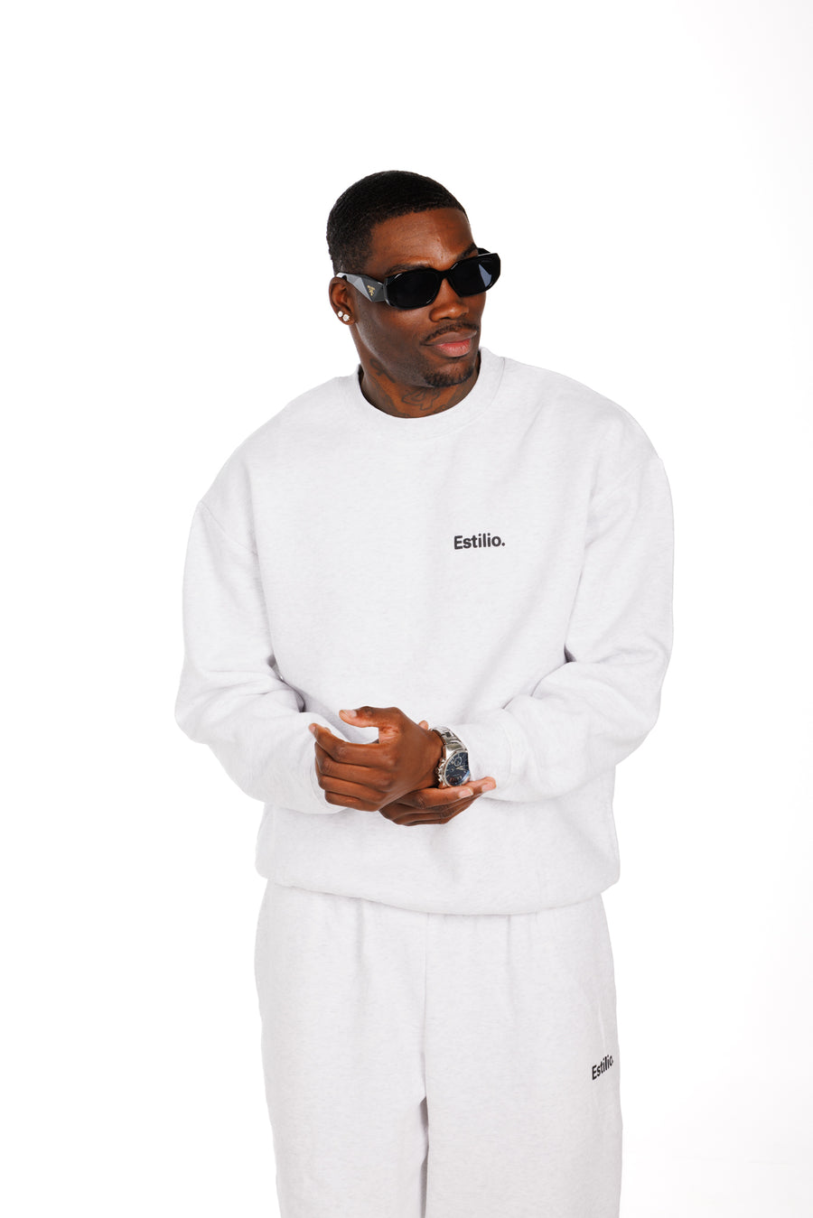 'Central' Crewneck - Marl Grey